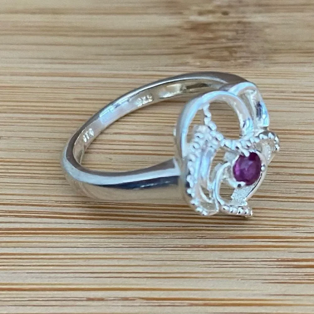 STS Sterling Silver 925 Amethyst Stone Ring. Size 6. EUC!